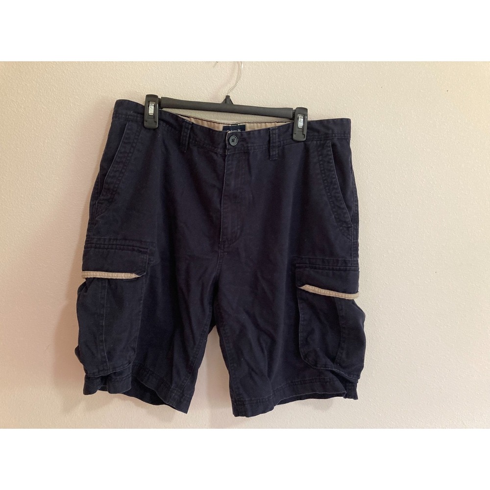 St. Johns‎ Bay Blue Beige Cargo Shorts Men Size 38 with Pockets